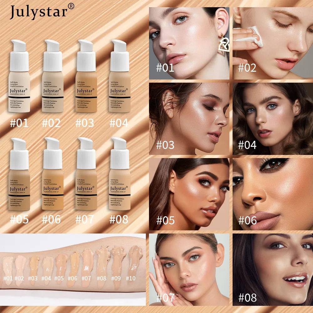Julystar 10 Colours Matte Moisturising Finishing Foundation Waterproof Long Lasting No Makeup Removal Face Powder