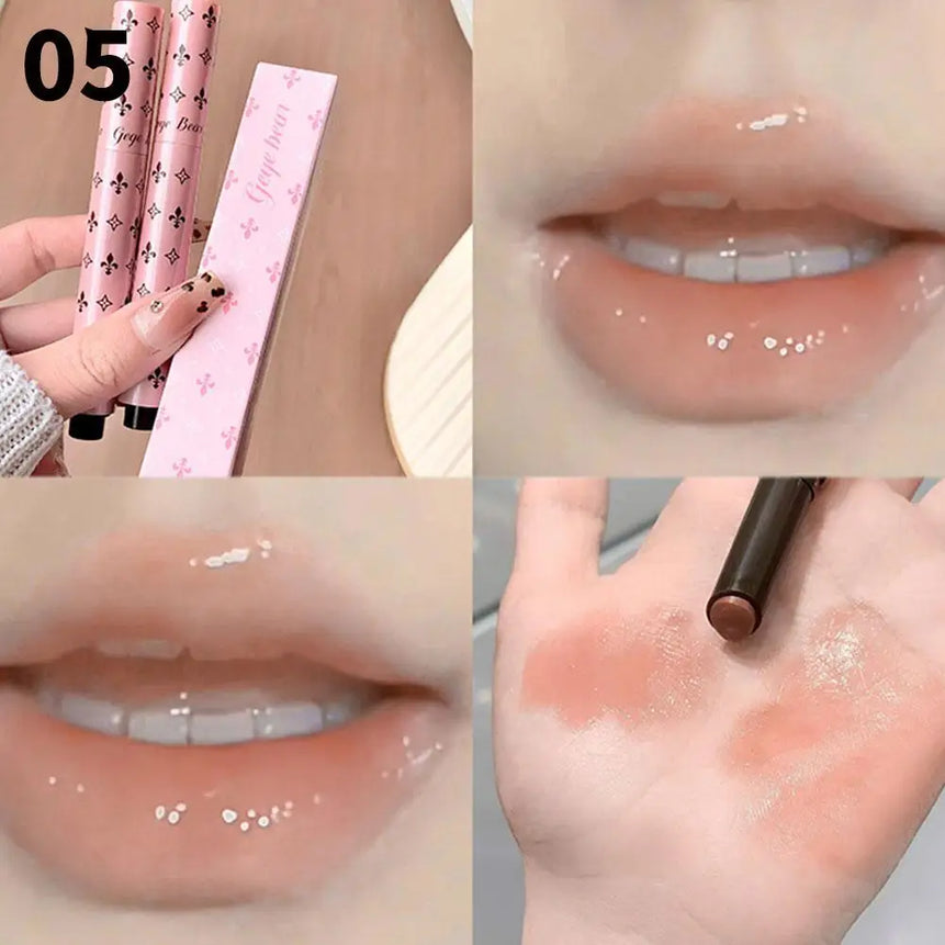 1PCS Glossy Solid Lip Gloss Mirror For Finish Moisturizing Water Light Tint Sweet tea raspberry Lipstick Long Lasting Non Stick