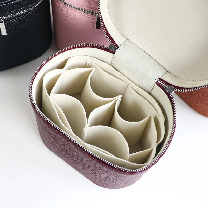 Large-capacity PU leather cosmetic box with internal storage box, customizable names and letters, travel portable cosmetic bag