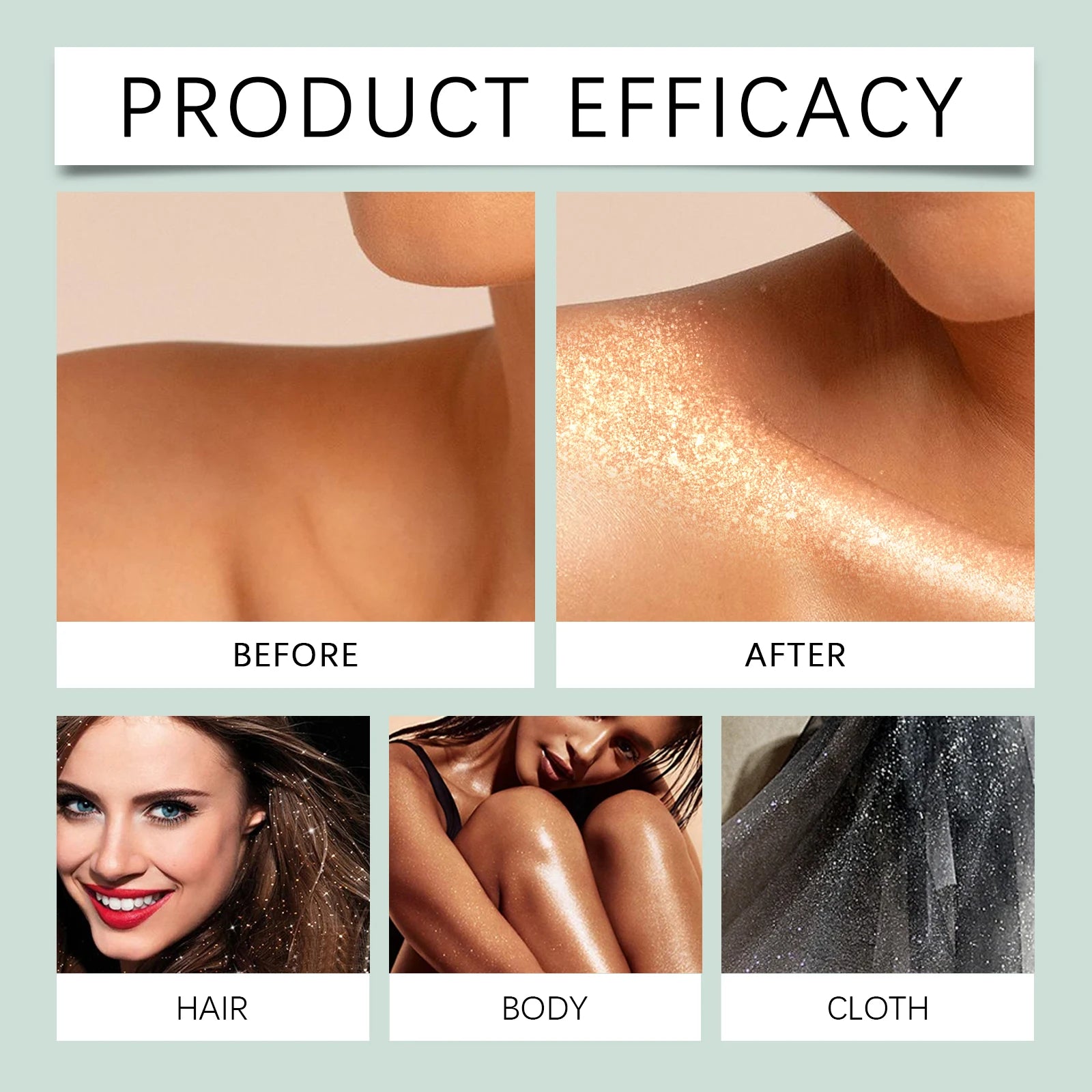 Shining Glitter Spray Fashion Highlighter Powder Spray for Hair Body Clothing Lasting Radiant Glow for Christmas Holiday Party