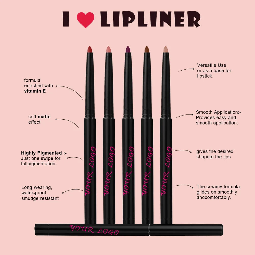 Lipstick with Lip Liner 2-1 Vegan Dual End Two Sides Matte Lipsticks Moist Combined Cosmetic Set