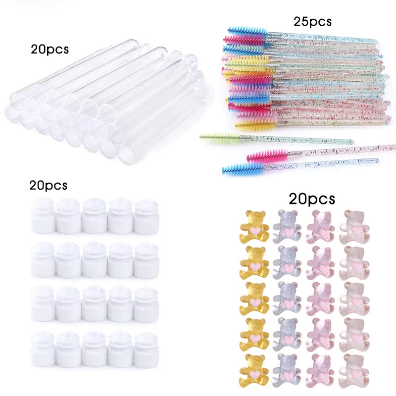 20Pcs Reusable Eyelash Brush Tube Christmas Style Disposable Mascara Wands Applicator with Tube Dust-proof Tubes Makeup Tools