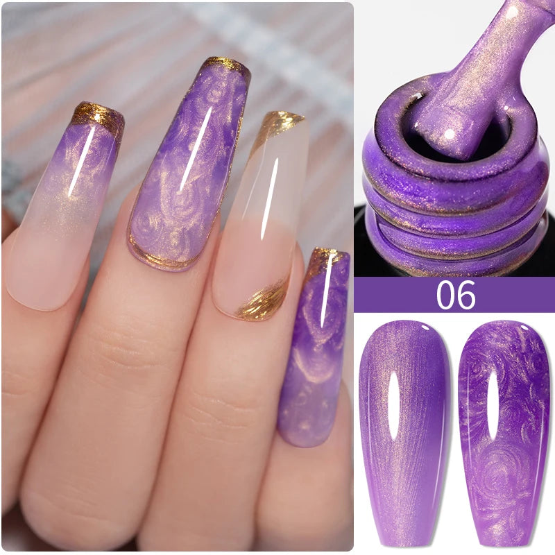 PUENTE 7.5ML Red Flame Reflective Gel Nail Polish Flash Sparkling Red Glitter Nail Gel Soak Off UV Semi-permanent Nail Varnish