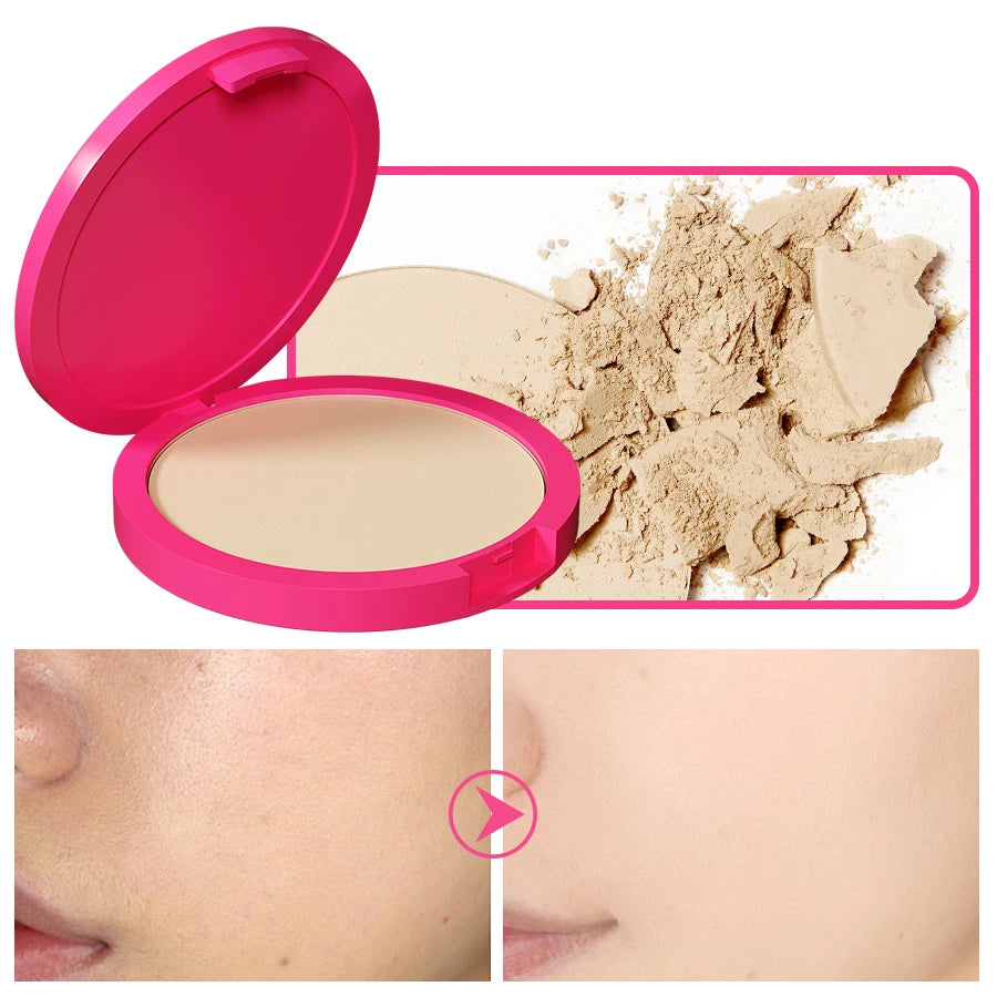 Natural Matte Pressed Powder Oil Control Brighten Whitening Face Base Foundation Compact  Makeup Cosmetics