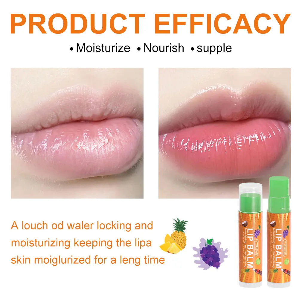 Fruit Flavour Tinted Lip Balm,  Moisturising Lip Treatment with Plant-Based Squalane, Ideal Gift for Mother's Day