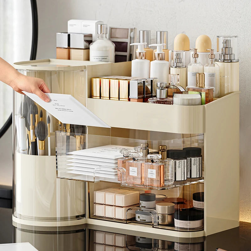 Cosmetic storage box desktop dressing table large capacity skin care products lipstick lotion drawer type dustproof storage rack