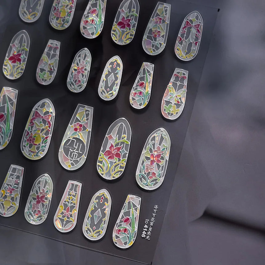 Wild Daisy Crystal Diamond Nail Sticker 5D Adhesive Flower Trendy Nail Art Stickers DIY Nail Art Decorations 3D Manicure Decals
