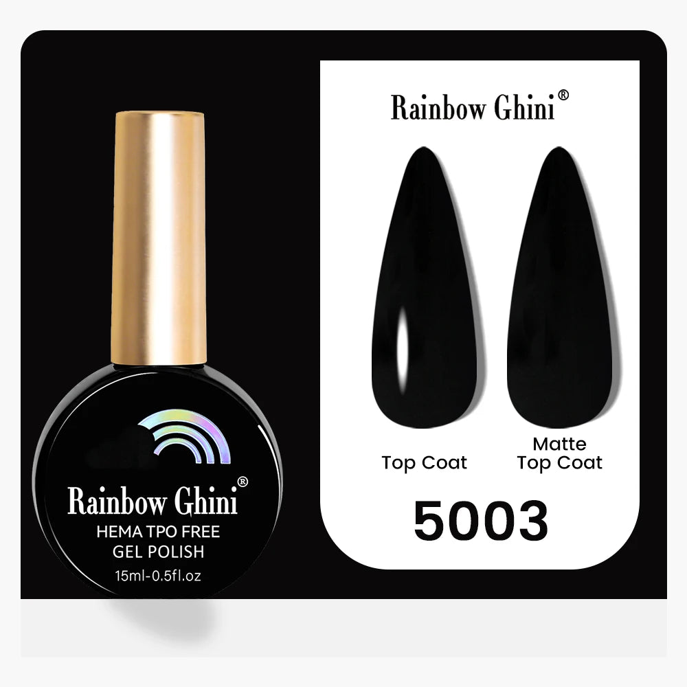 Rainbow Ghini 15ML 146 Colors Long-Lasting Colorful Gel Nail Polish Professional UV/LED Gel Polish Base Coat Matte Top Coat