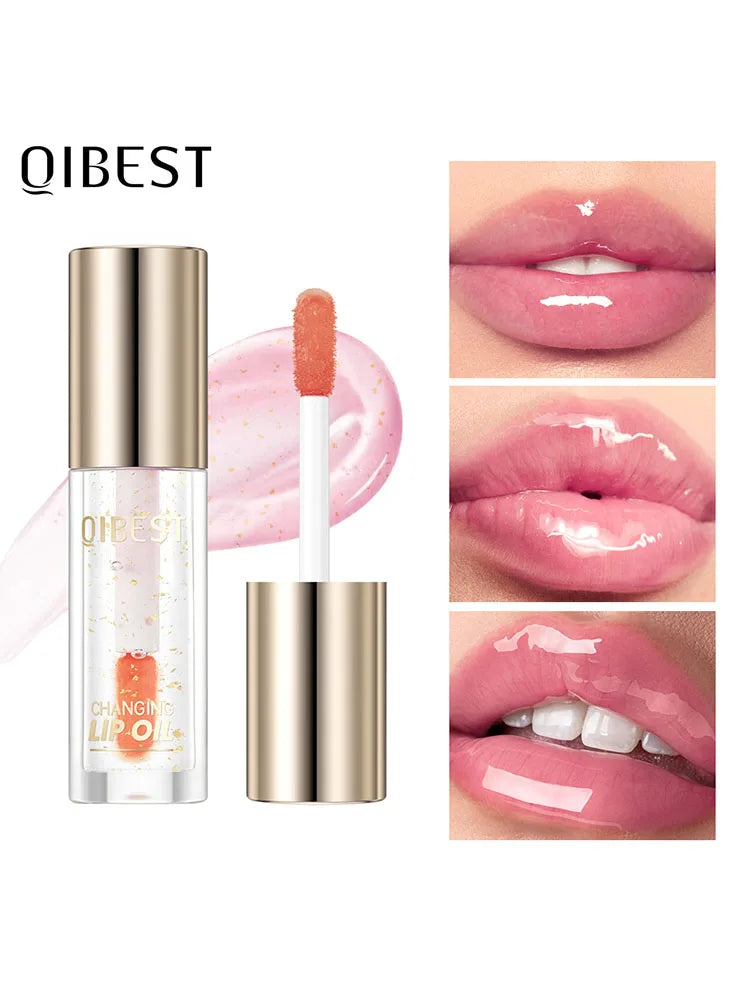 QIBEST Color Changing Lip Oil Moisturizing Transparent Jelly Lip Balm Long-term Lipgloss Nourishes Lip Plumper Oil Makeup New