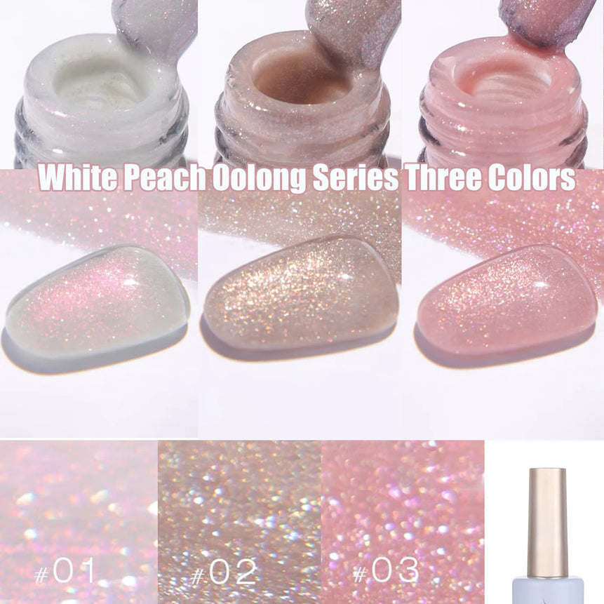 MIANEL1-12pcs 12ML Pink Blue White Green Series With Explosive Glitter Gel Nail Polish, Popular Yun Brocade Diamond Gel Polish