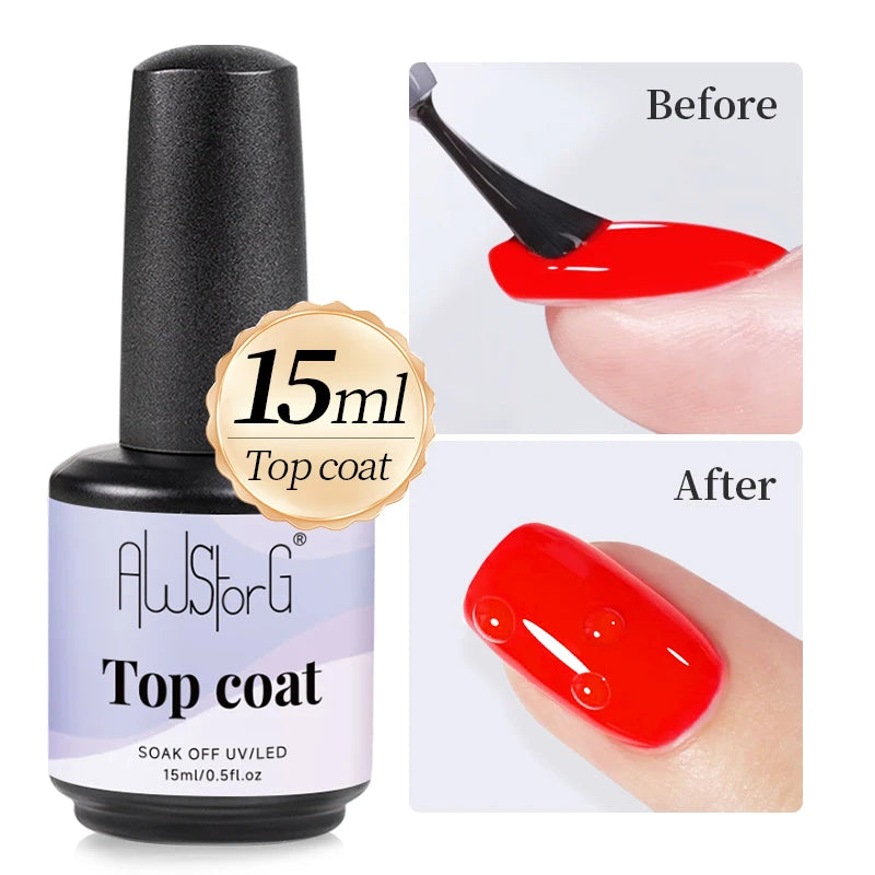 AWStorG  Fiber Rubber Base Gel For Nails UV Gel Polish Semi Permanent Repair Fix Crack Nail Rubber Base Gel Strengthener 15ml