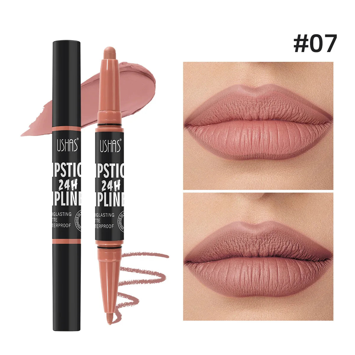 Waterproof Lipstick Lip Liner Contouring Crayon Non-stick Cup 2 IN 1 Double Headed Lipstick Matte Nude Sexy Lipliner Pen Makeup