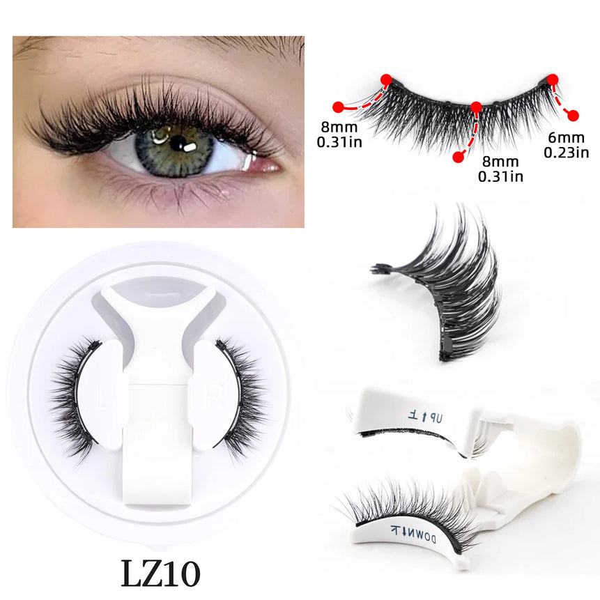 1/2 Pairs Magnetic False Eyelashes Kit Natural Curly Faux Lashes No Glue Needed Magnetic Fake Eyelash with Tweezers Makeup Tool