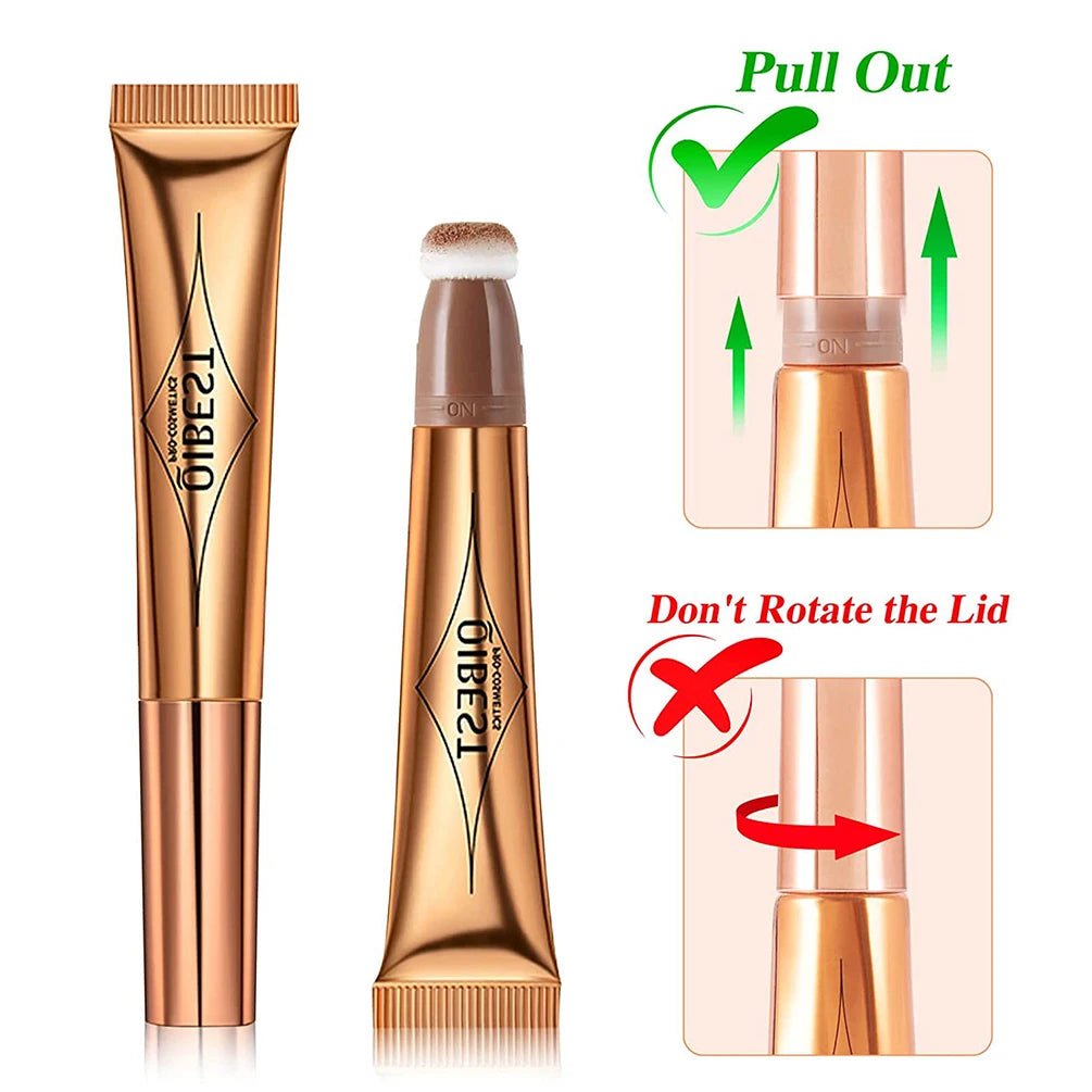 QIBEST Liquid Highlight For Face With Cushion Applicator Natural-looking Cheek Tint Blush Dewy Finish Liquid Contour Makeup