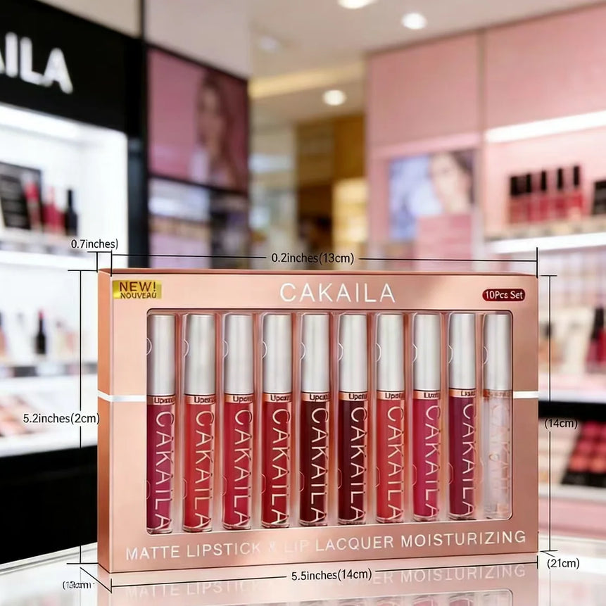 Matte Liquid Lipstick Lip Oil 10pc/set, Waterproof Velvet Lip Gloss Long Lasting Non-transfer Nude Red Pink Daily &Party Makeup