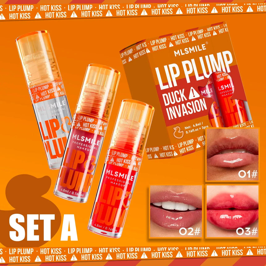 3-Pcs Lip Oil Plump Moisturizing Set – Pink Hydrating Gloss Long-Lasting Clear Liquid Lip Balm，Essential For Autumn And Winter