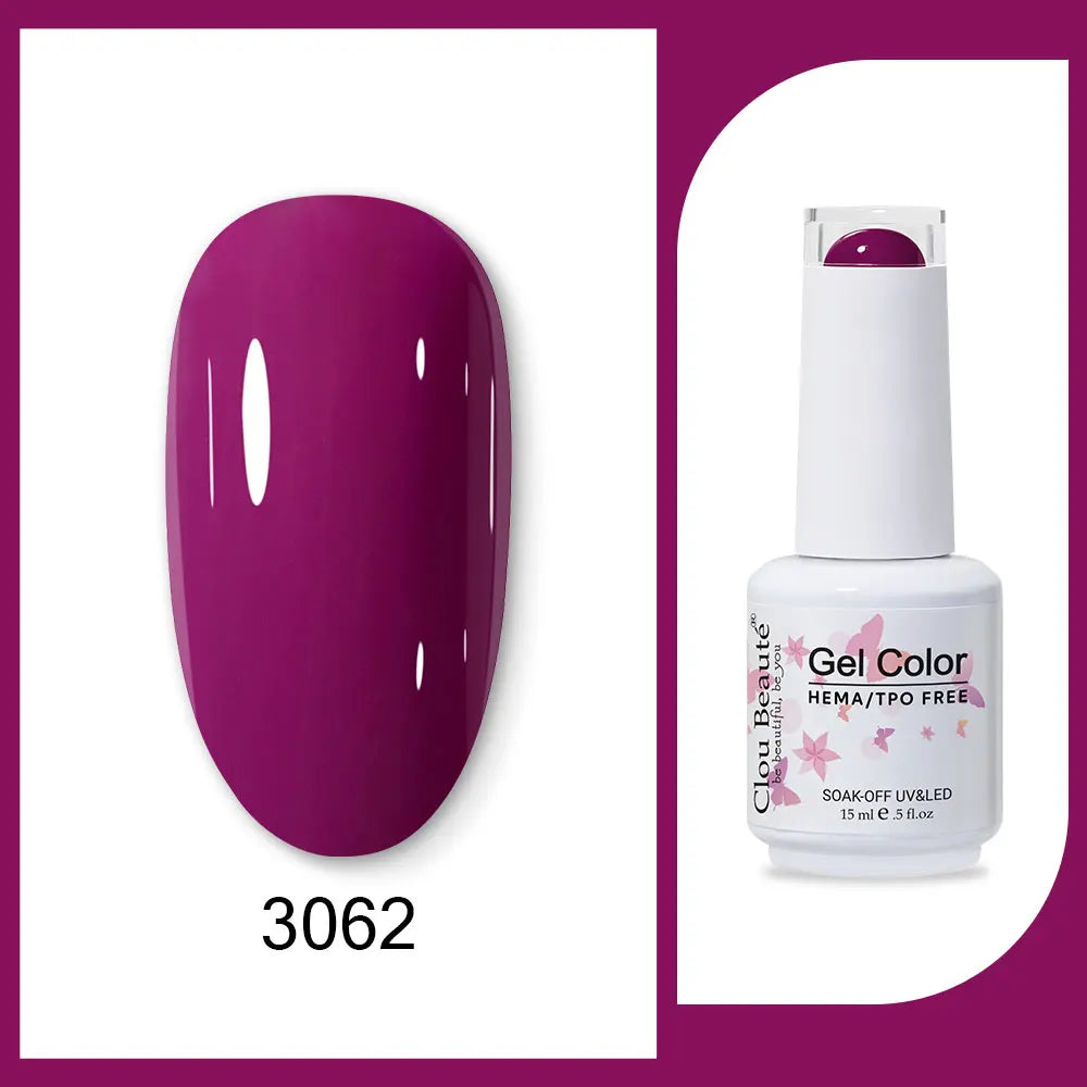 Clou Beaute 15ml Red Black White Green Neon Gel Nail Polish Base Top Coat Velvet Top 400 Colors Semi Permanent Gel Nail Varnish
