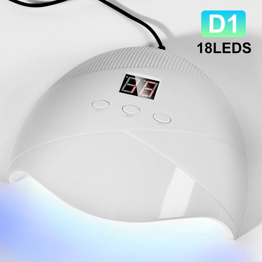 LED/UV Nail Dryer Lamp With 18LEDS Quick Drying Portable Nails Light Have 3 Timer Modes LCD Display for Manicure Salon/Home Tool