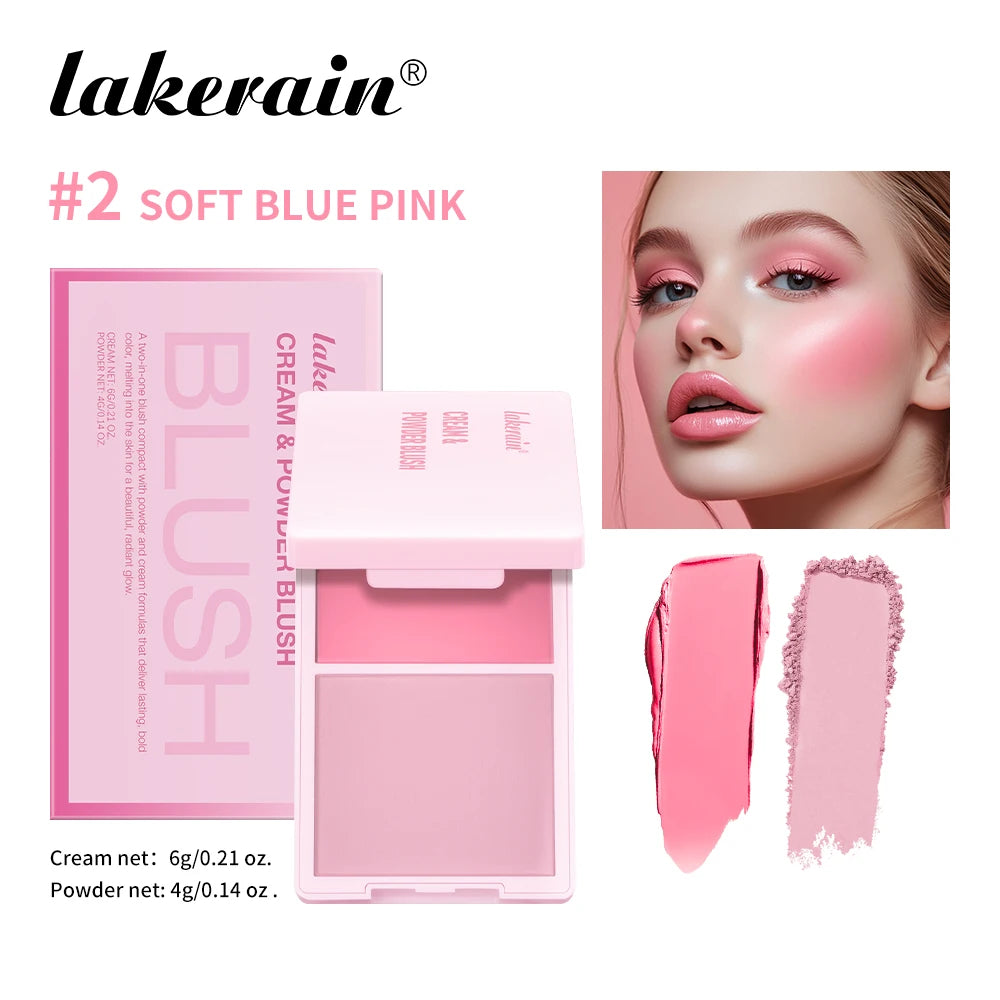 2in1 Cream & Powder Blush Matte Dewy Rosy Blush Makeup Pan Long-lasting Wearing High Pigment Natural Matte Blush Palette