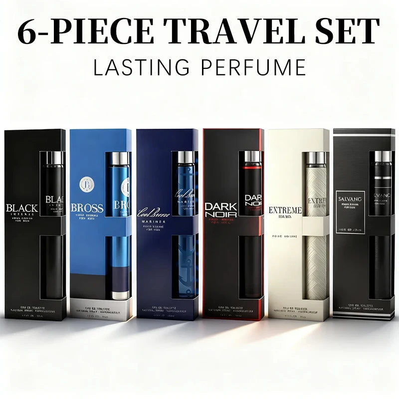 6-piece travel set, men's and women's eau de toilette spray, long-lasting fragrance, 6 different flavors, perfect for holiday gi