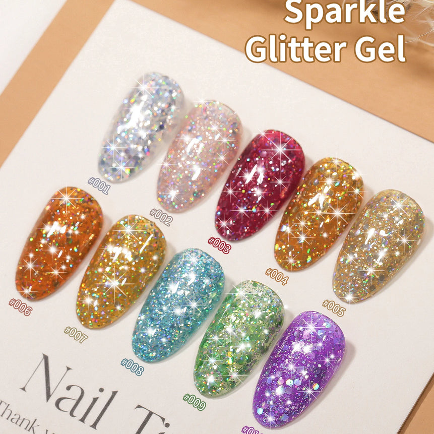 1/ 10pcs 15ML Glitter Silver Color Nail Gel Polish Semi-permanent Varnish Soak Off Nail Art  UV LED Gel Manicure For Summer