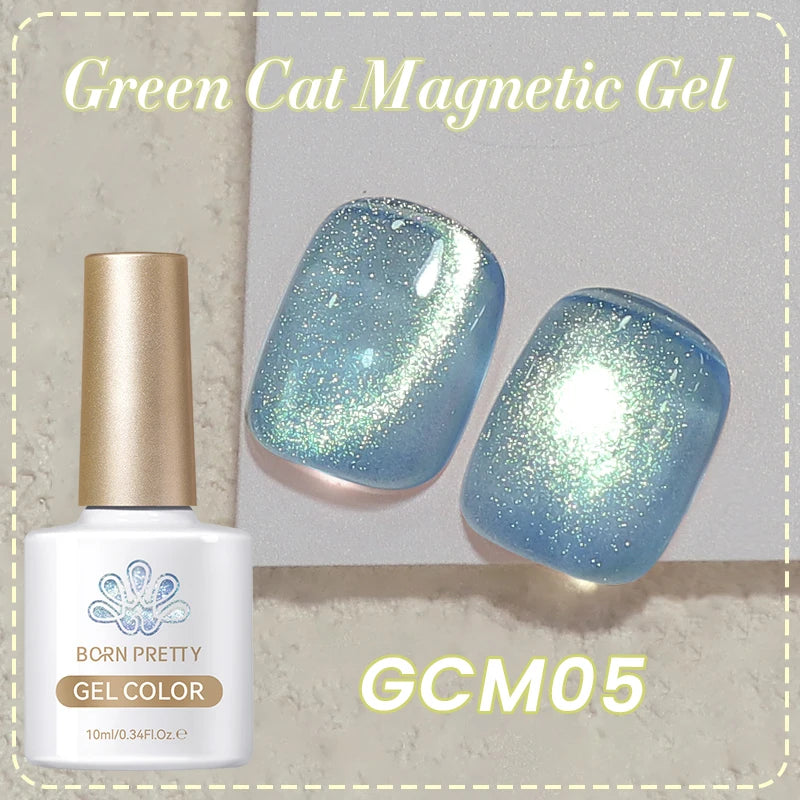 BORN PRETTY 10ml Black Glass Cat Magnetic Gel Nail Polish Silver Gold Glitter Semi Permanent Soak Off UV LED Gel Varnish