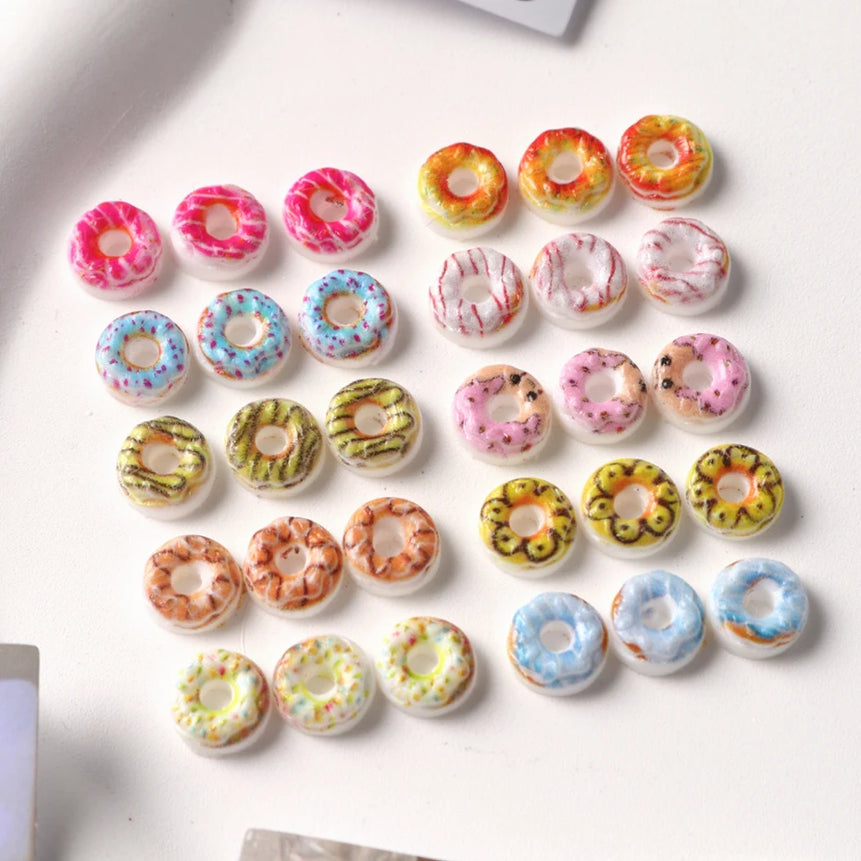 50/100pcs Donut Nail Charms Flatback Decorations - Colorful Rhinestone Sprinkles & Cream Nail Art DIY Beads Cute Gems Nail Art