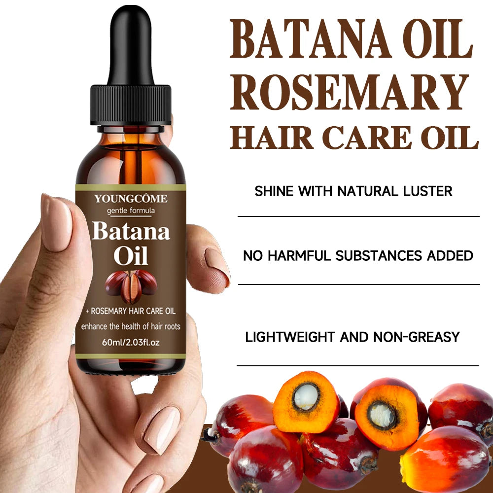 40ml/60ml Batana Rosemary Mint Scalp Hair Strengthening Oil Biotin Essential Oils Nourishing Treatment Split Ends Dry All Types