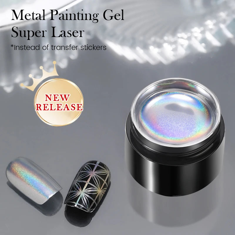 BORN PRETTY 5ml Super Laser Bright Metallic Painting Gel Soak Off Gel Nail Polish Flower Drawing Silver Mirror Glitter UV Gel