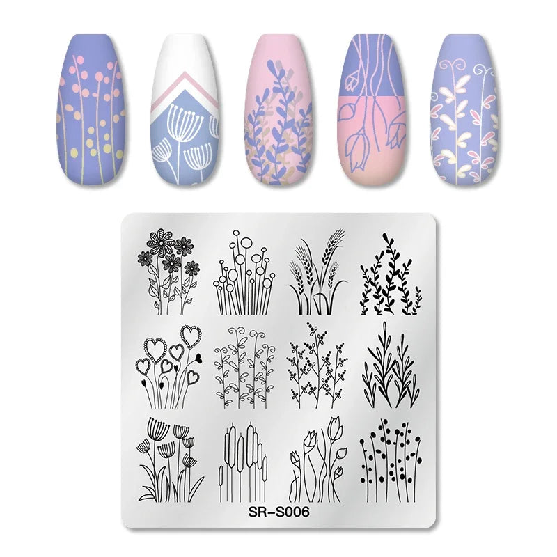 1PC Flower Leaves Line Geometric Stamping Plates Abstract Lady Face Nail Stamp Templates Printing Stencil Nail Art Decoration