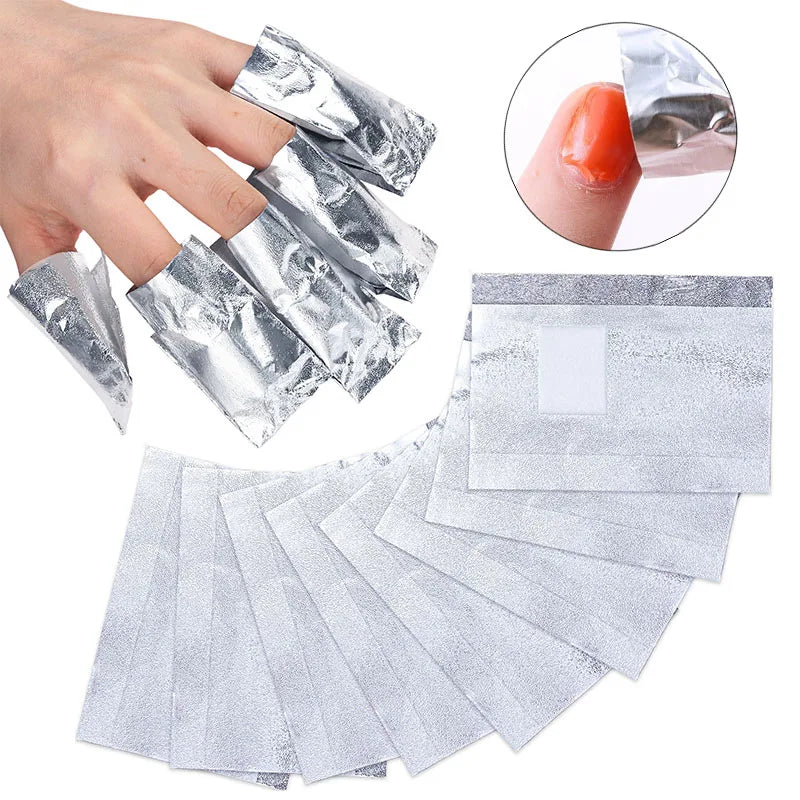 50/100Pcs Aluminium Foil Gel Nail Remover Wipes Polish Removal Soak Off Acrylic UV Gel Remover Wraps with Acetone Manicure Tools
