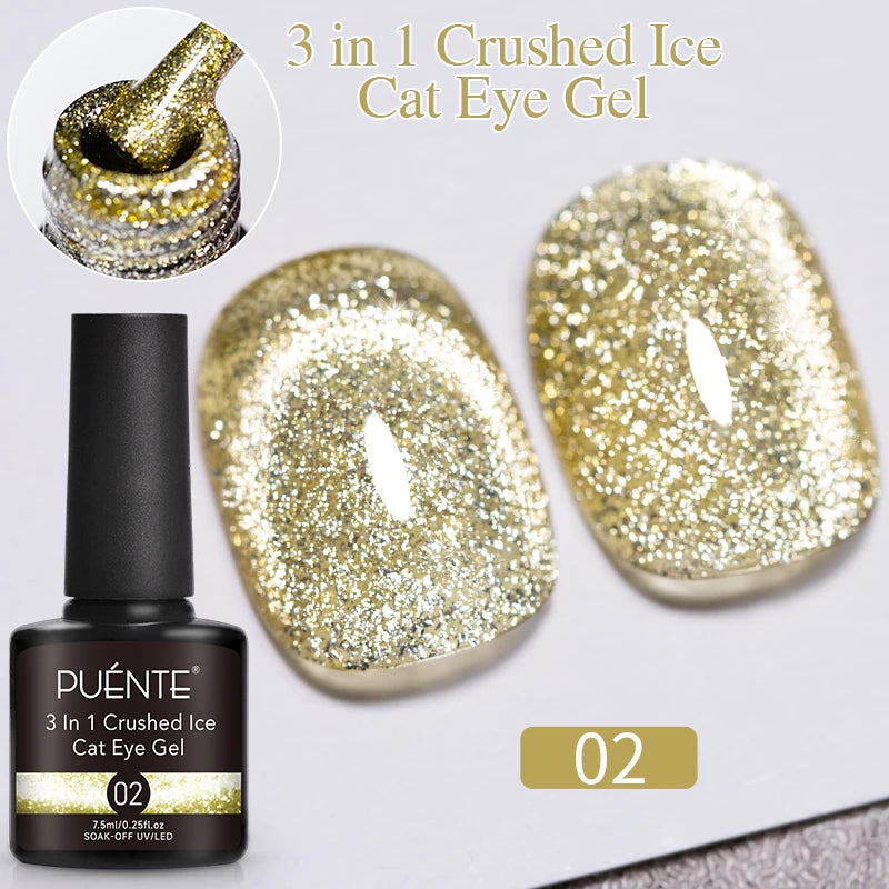 PUENTE 7.5ML Red Flame Reflective Gel Nail Polish Flash Sparkling Red Glitter Nail Gel Soak Off UV Semi-permanent Nail Varnish