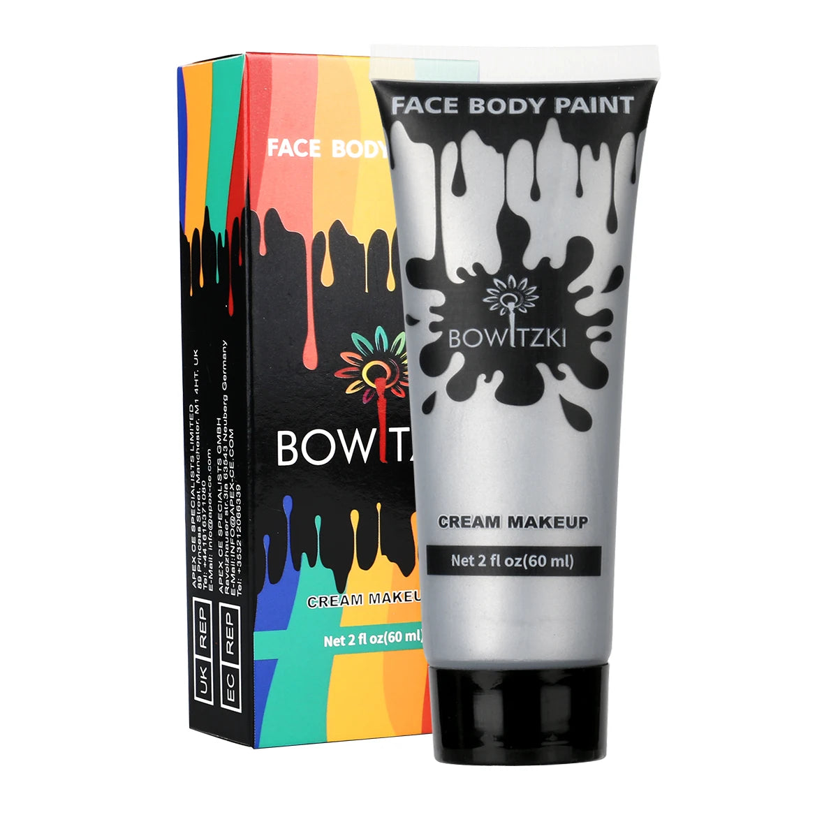 Bowitzki Face and Body Paint 2oz Cream Makeup 60ml Water Based Face Painting Special Effects For Adults Children Kids Halloween