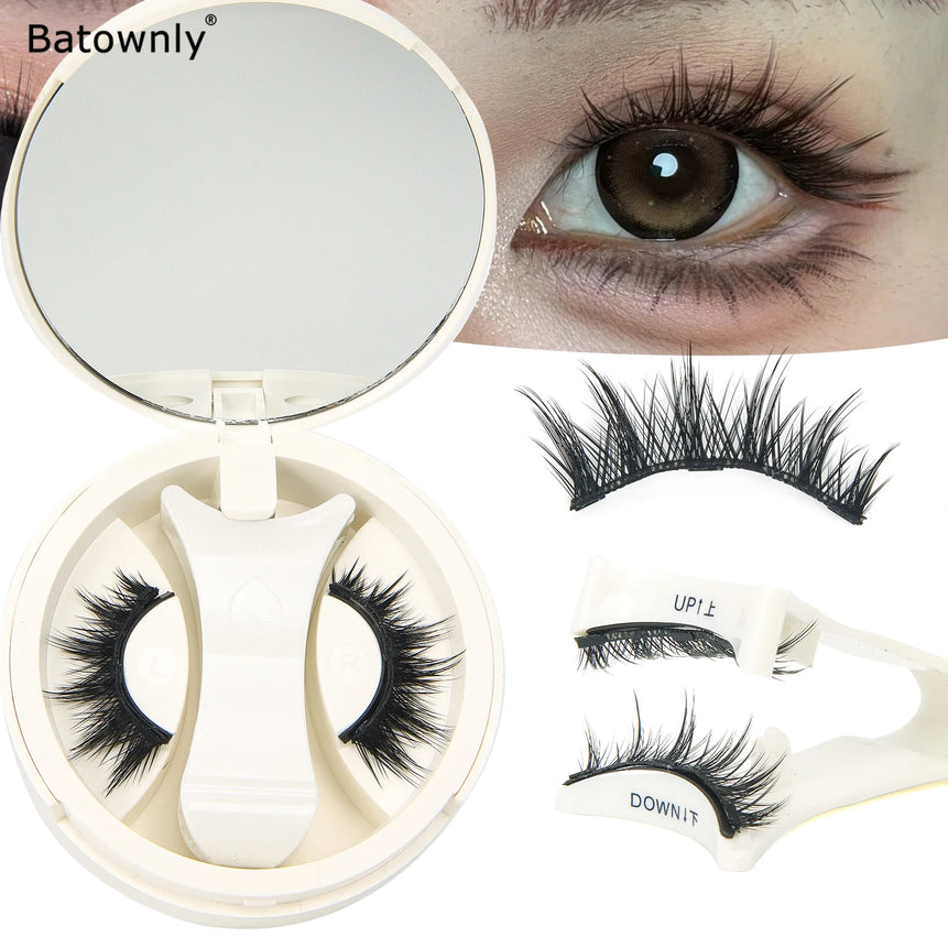 Magnetic Eyelashes 1 Pair Reusable Magnetic Eyelashes with Applicator No Glue Needed Eyelashes Cat Eye Thick Lash Clusters Kit E