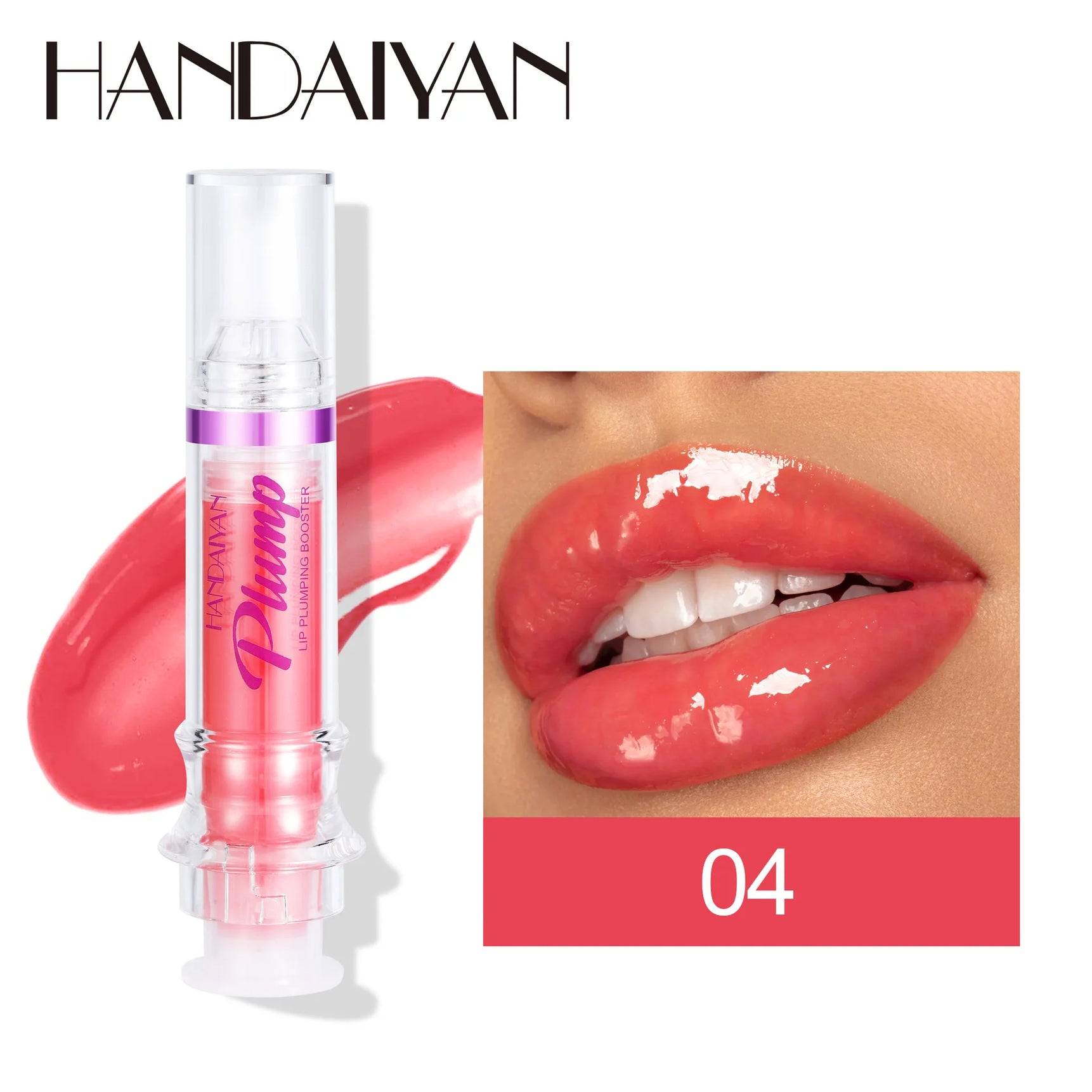 Handaiyan Lip Plumping Booster Sexy Plumper Glitter Red Nude Lipstick Liquid Waterproof Moisturize Oil Lipgloss Makeup