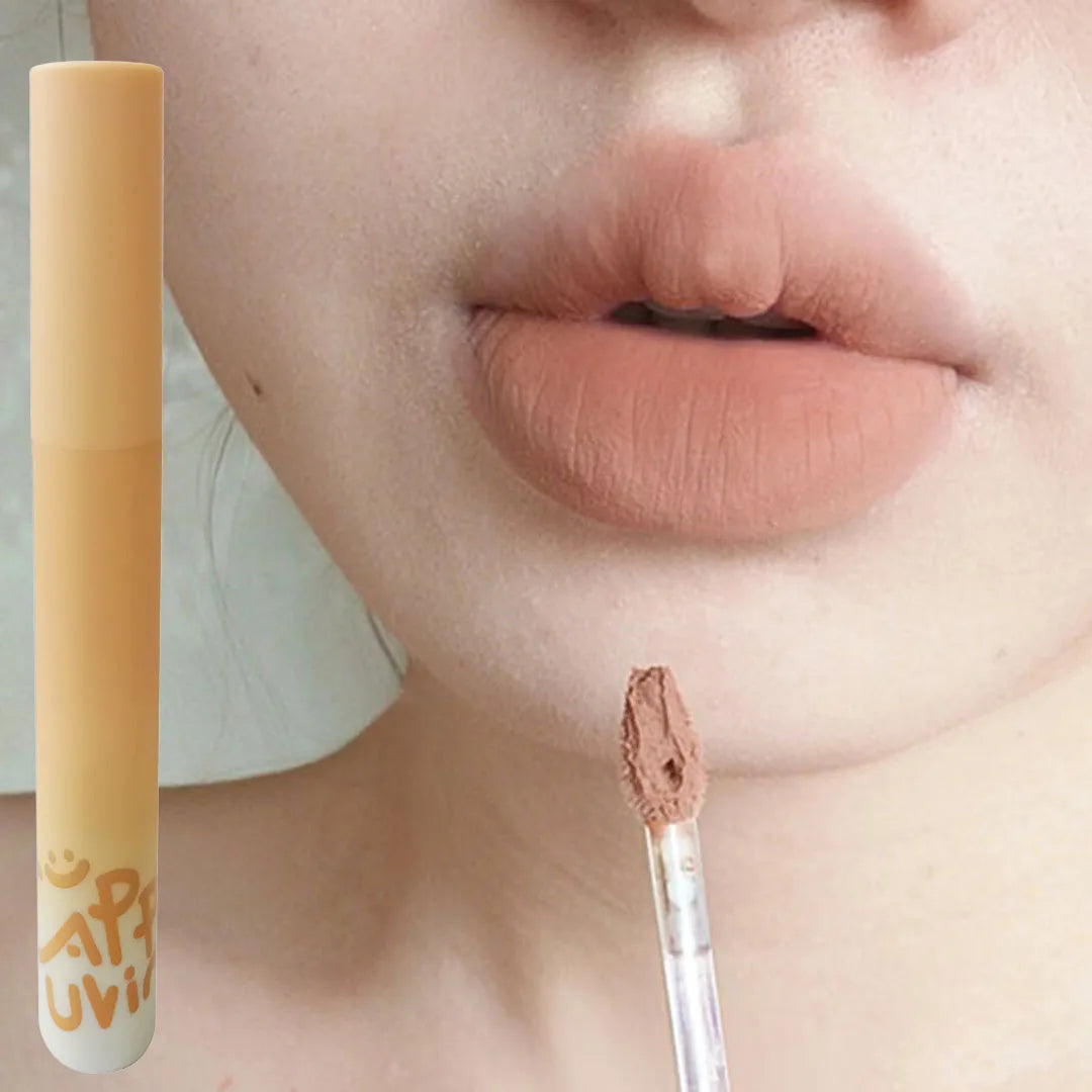 Pumpkin Apricot Lip Mud Velvet Lip Cream Matte Texture Lipstick Overlay Base Color Rose Pink Orange Lip Gloss Tint Cosmetic