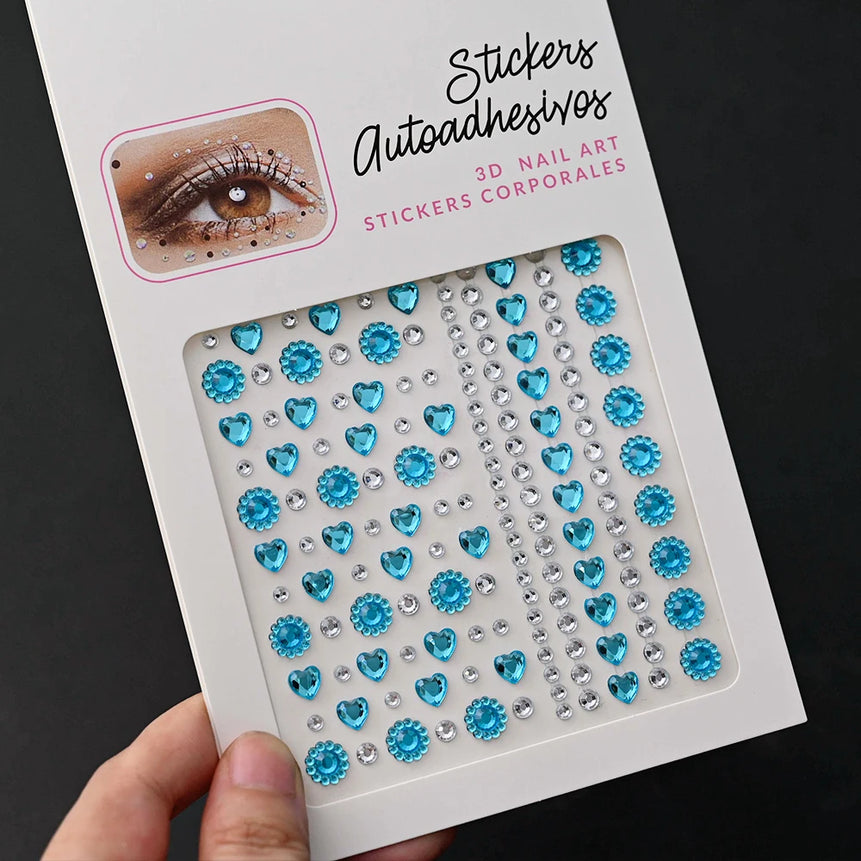New 3/4/5mm 900pcs Pearl Face Gem Stickers Shining Glittle Self Adhesive Waterproof  Rhinestone Stickers Party Wedding Makeup