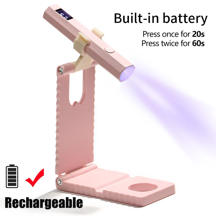 LINMANDA Minicure Handheld UV Light for Gel Nails Portable UV Nail Lamp Rechargeable LED Nail Lamp for Nails Art Desk Stand