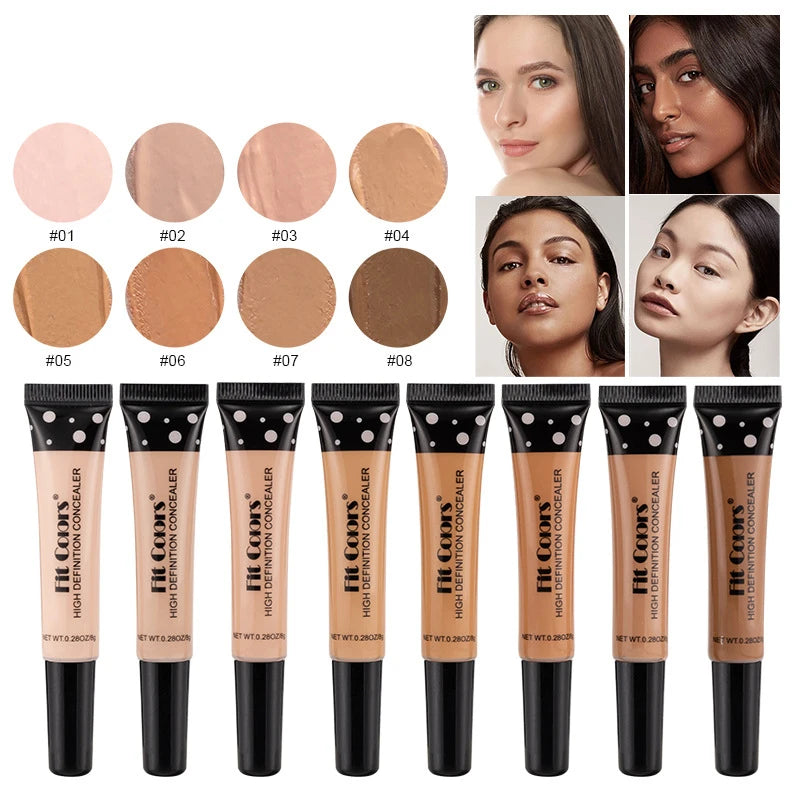 Full Cover Liquid Concealer 8 Color Air-permeable Natural Brightening Makeup Eye Dark Circles Cream Cosmetic