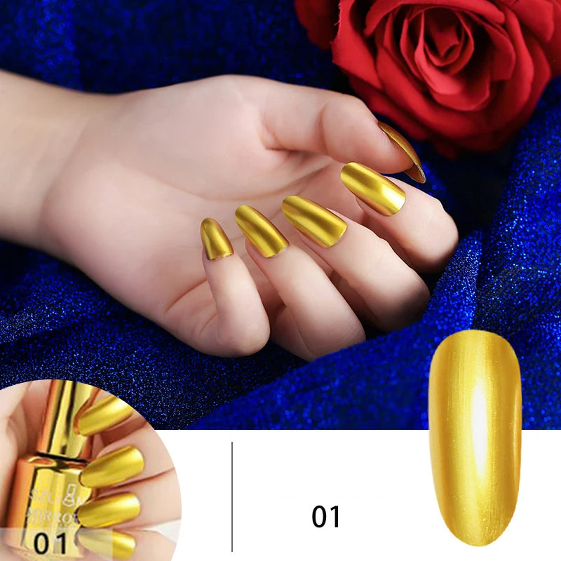 12 Colors Mirror Polish Long-lasting Quick-drying Metallic Silver Purple Rose Gold Nail Polish Is Not Peelable Nails Gel Varnish