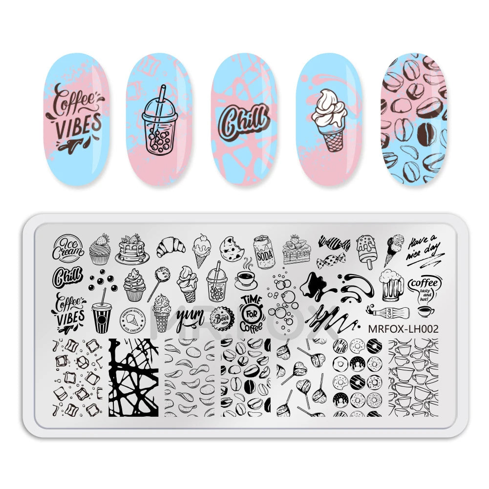1PCS Blue Ocean Animal Nail Art Stamping Plates Fish Image Stencils for Nails Stamp Tools Manicure Template