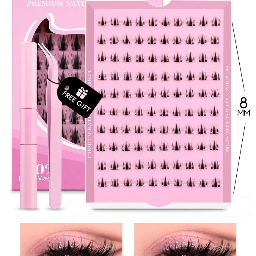 GROINNEYA Cluster Lashes Kit Manga Lashes Natural Eyelash extension Cluster Natural Volume Individual Lashes Mixed Tray Lashes