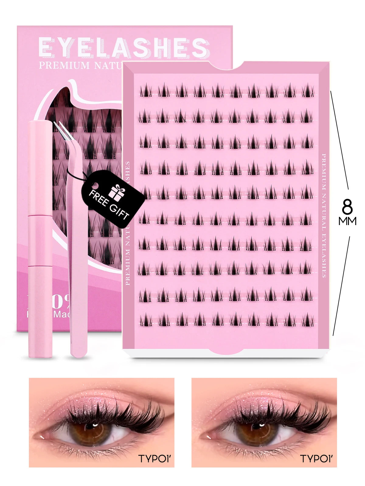 GROINNEYA Cluster Lashes Kit Manga Lashes Natural Eyelash extension Cluster Natural Volume Individual Lashes Mixed Tray Lashes