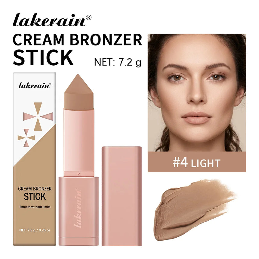 Lakerain Bronzer Cream Stick 3D Makeup Effect Improve Fine Lines Brightening & Grooming 2 IN 1 Bronzer Cream for All Skin Types