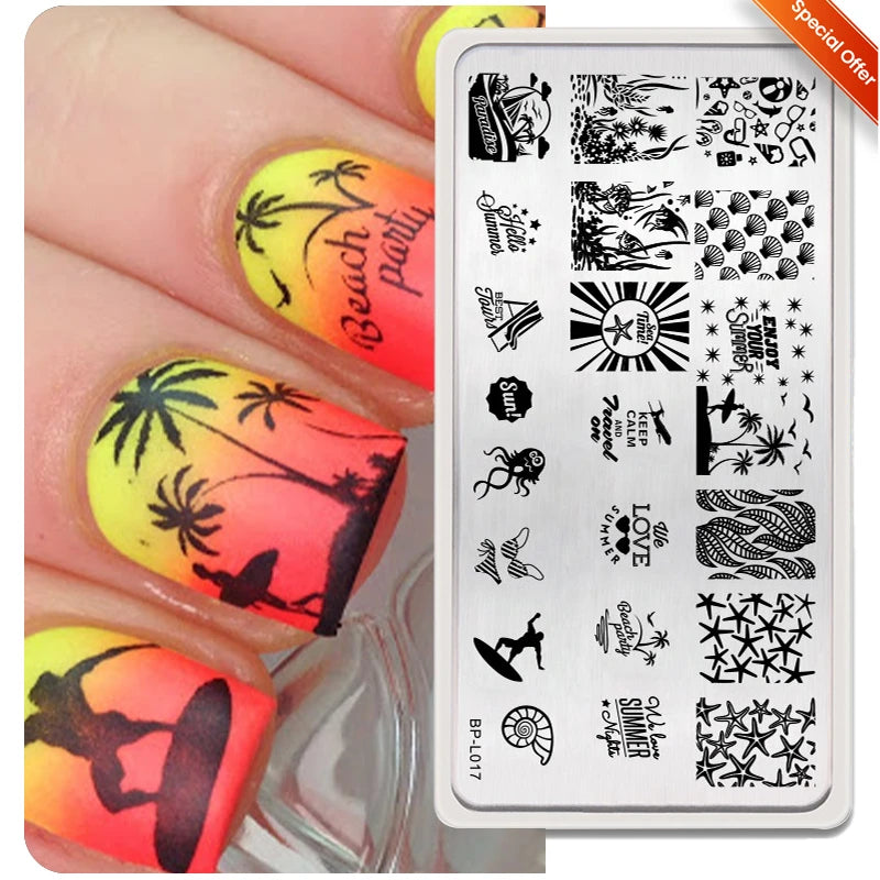 Stamping Plates Butterfly Necklace Floral Line Nail Art Templates Printing Image Manicure Tool
