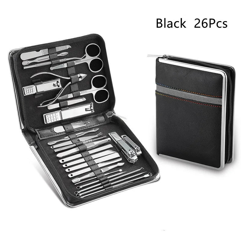 Manicure Set Stainless Steel Nail Clippers Cuticle Nipper Pedicure Care Tool Dead Skin Scissor Cleaning Grooming Nail Tools Kit