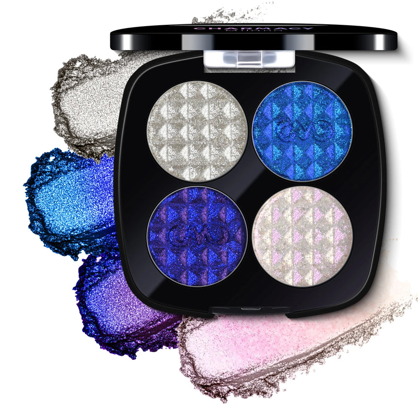 CHARMACY 4 Colors Duochrome Eyeshadow Palette Vegan Shimmer Multichrome Long-lasting Eye Shadow Cosmetic Makeup for Women