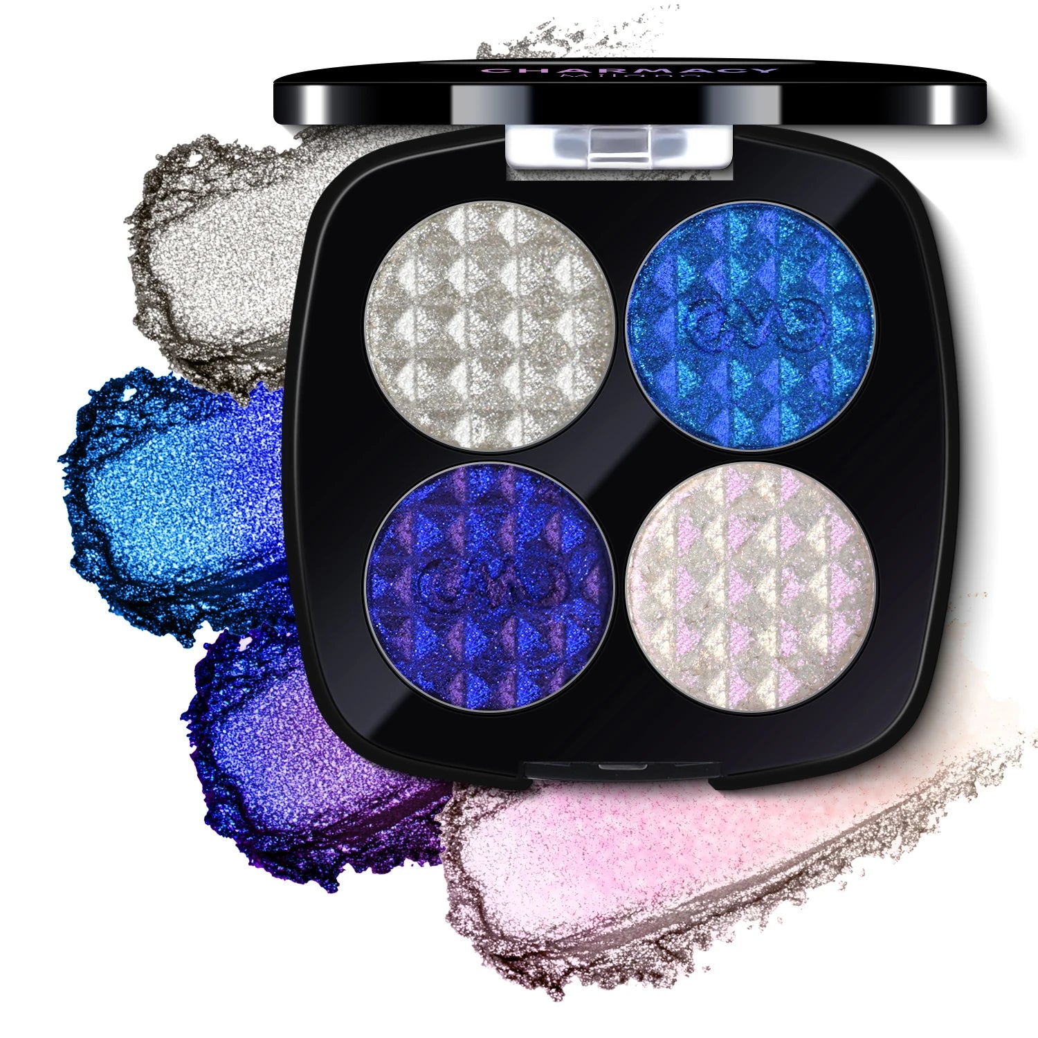 CHARMACY 4 Colors Duochrome Eyeshadow Palette Vegan Shimmer Multichrome Long-lasting Eye Shadow Cosmetic Makeup for Women