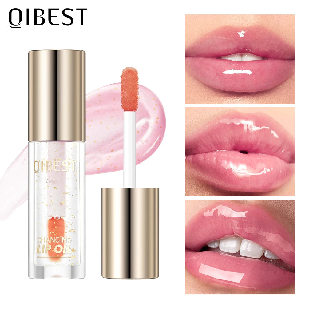 QIBEST Color Changing Lip Oil Moisturizing Transparent Jelly Lip Balm Long-term Lipgloss Nourishes Lip Plumper Oil Makeup New