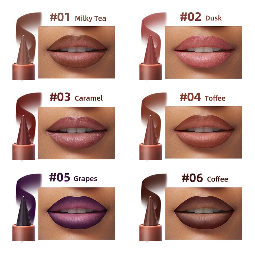 2-in-1 Lipstick Lip Liner Pointed Tip Long-Lasting Moisturizing Color-Payoff Lip Makeup for Everyday Use